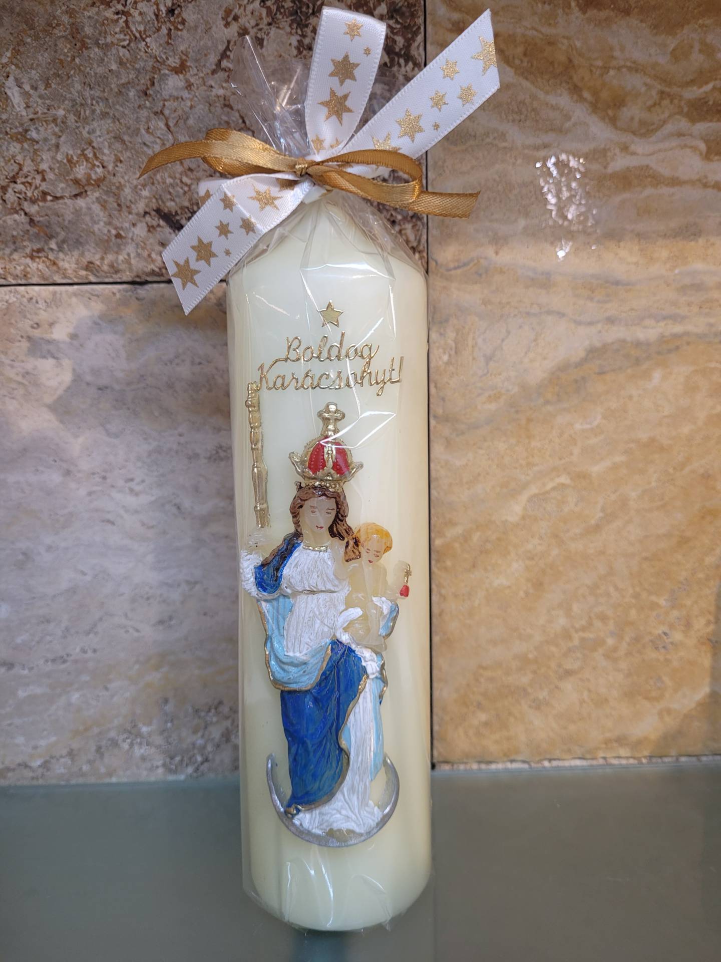 Mária Jézussal Karácsonyi Kézműves gyertya  